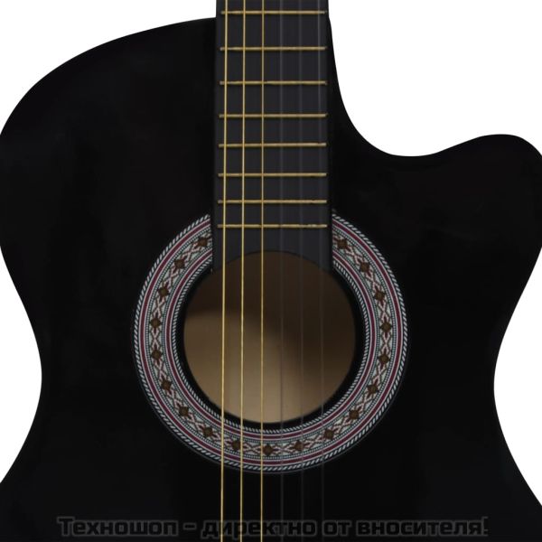 Уестърн класическа cutaway китара с 6 струни, черна, 38"