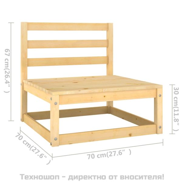 Градински комплект с възглавници, 3 части, борово дърво масив