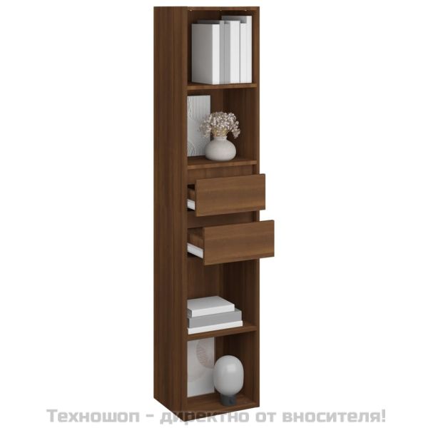 Библиотека, кафяв дъб, 36x30x171 см, инженерно дърво