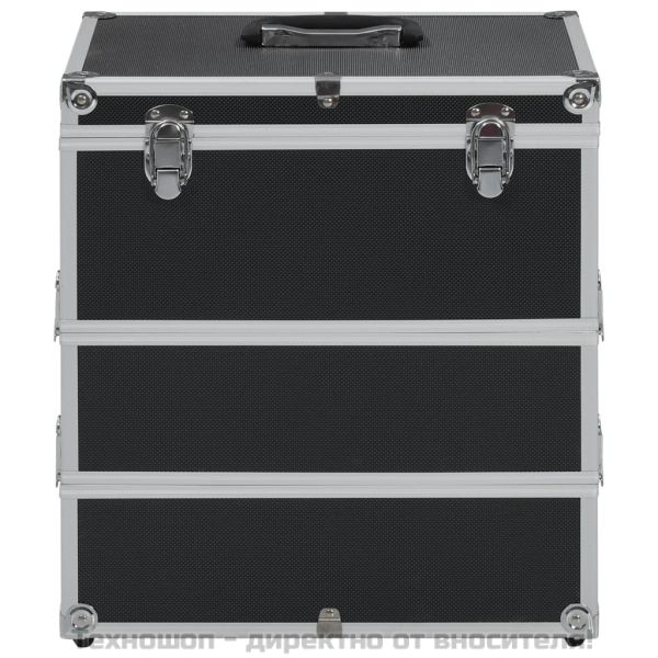 Куфар за гримове, 37x24x40 см, черен, алуминий