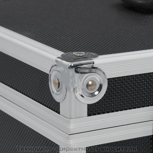 Куфар за гримове, 37x24x40 см, черен, алуминий