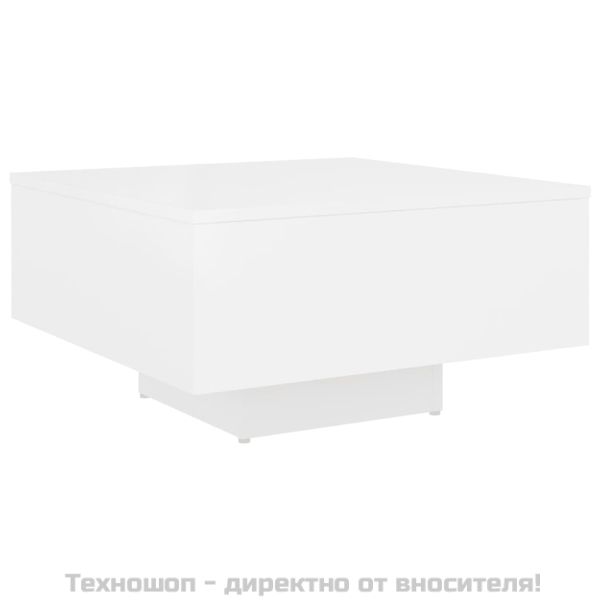 Маса за кафе, бяла, 60x60x31,5 см, инженерно дърво