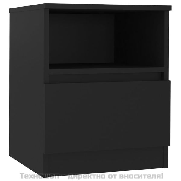 Нощно шкафче, черно, 40x40x50 см, инженерно дърво