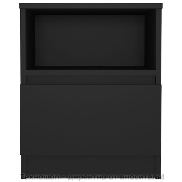 Нощно шкафче, черно, 40x40x50 см, инженерно дърво