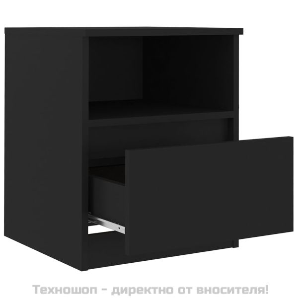 Нощно шкафче, черно, 40x40x50 см, инженерно дърво