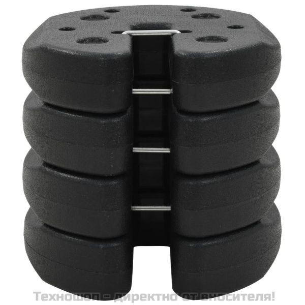 Тежести за укрепване на шатри, 4 бр, черни, 220x50 мм, бетон