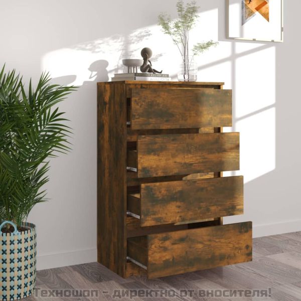 Сайдборд, опушен дъб, 60x35x98,5 см, инженерно дърво