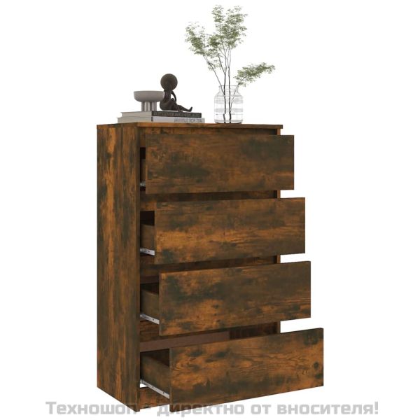 Сайдборд, опушен дъб, 60x35x98,5 см, инженерно дърво