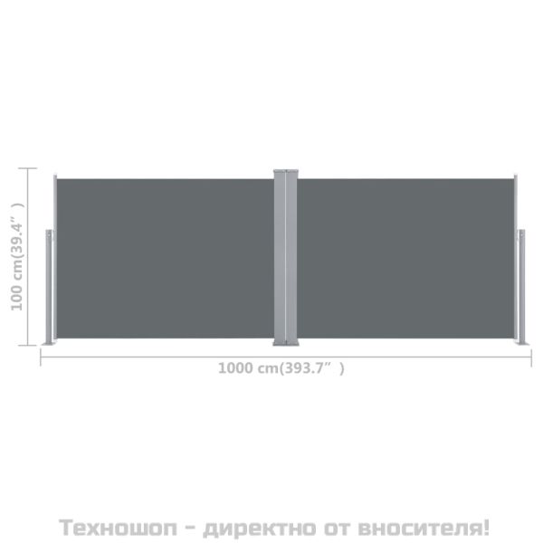 Прибираща се странична тента, антрацит, 100x1000 см
