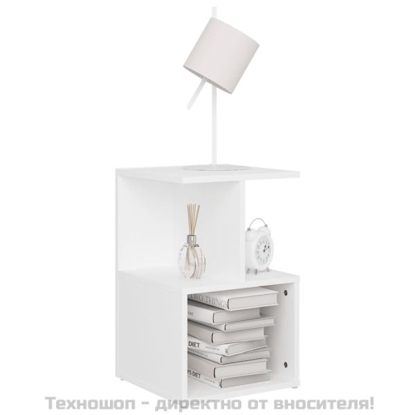 Шкафче за спалня, бяло, 35x35x55 см, инженерно дърво