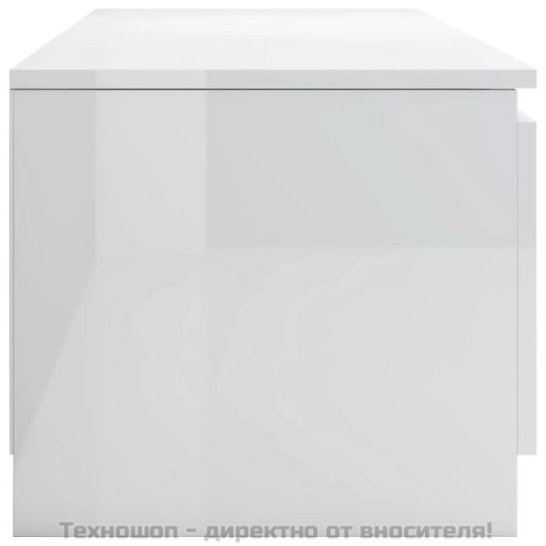ТВ шкаф, бял гланц, 140x40x35,5 см, инженерно дърво