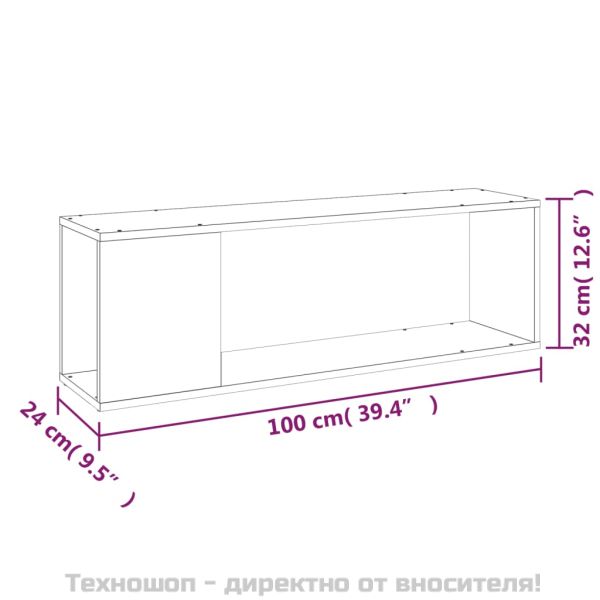 ТВ шкаф, опушен дъб, 100x24x32 см, инженерно дърво