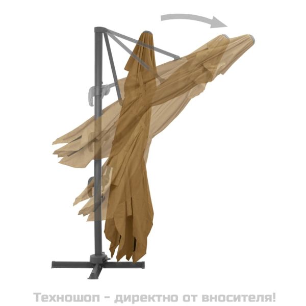 Градински чадър с конзола и алуминиев прът 400x300 см, бежов