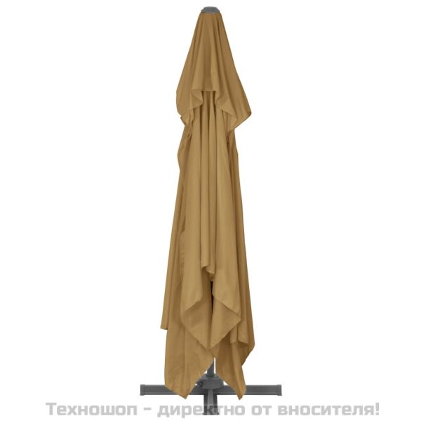 Градински чадър с конзола и алуминиев прът 400x300 см, бежов