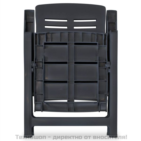 Градински столове, регулируеми, 2 бр, пластмаса, антрацит