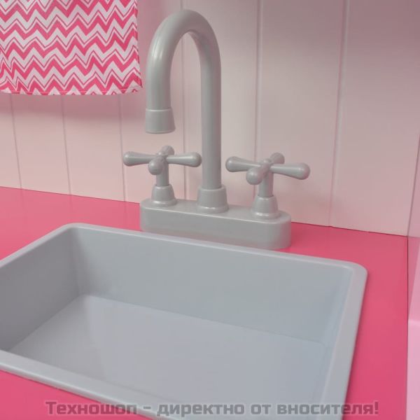 Детска играчка - Кухня, дърво, 82x30x100 см, розово и бяло