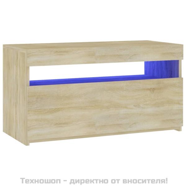 ТВ шкаф с LED осветление, дъб сонома, 75x35x40 см