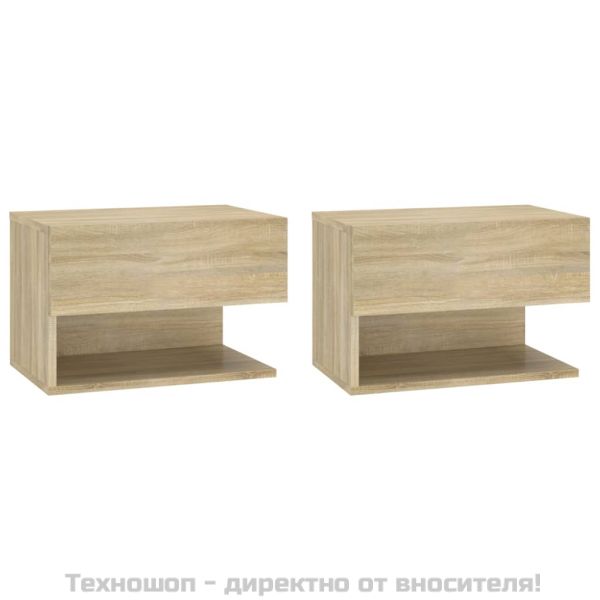 Нощни шкафчета за стенен монтаж, 2 бр, дъб сонома