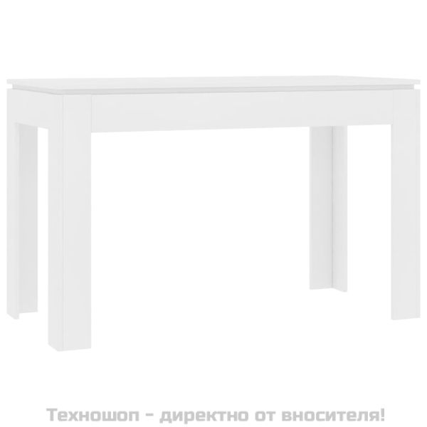 Трапезна маса, бяла, 120x60x76 см, инженерно дърво