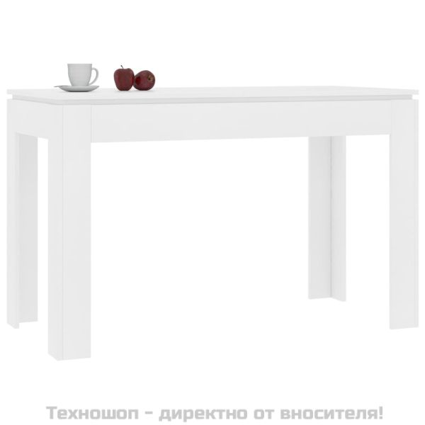 Трапезна маса, бяла, 120x60x76 см, инженерно дърво