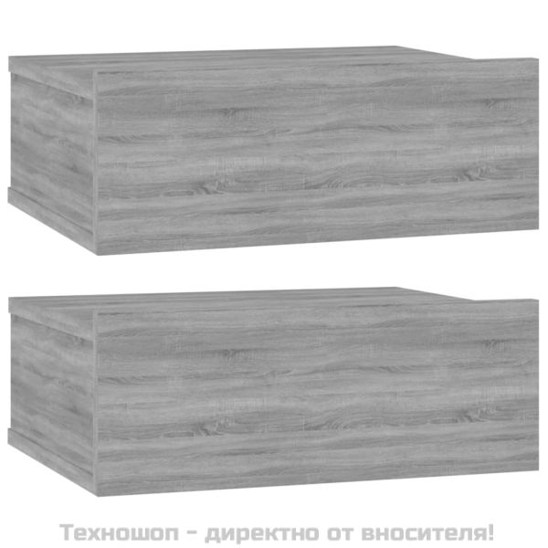 Плаващи нощни шкафчета 2 бр сив сонома 40x30x15 см инж. дърво