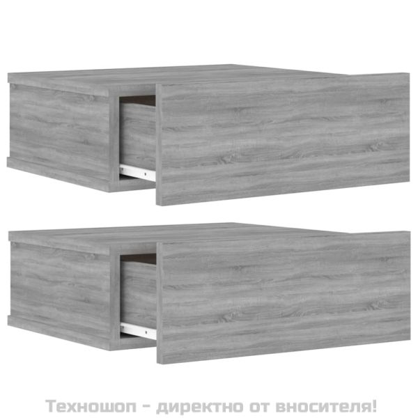 Плаващи нощни шкафчета 2 бр сив сонома 40x30x15 см инж. дърво