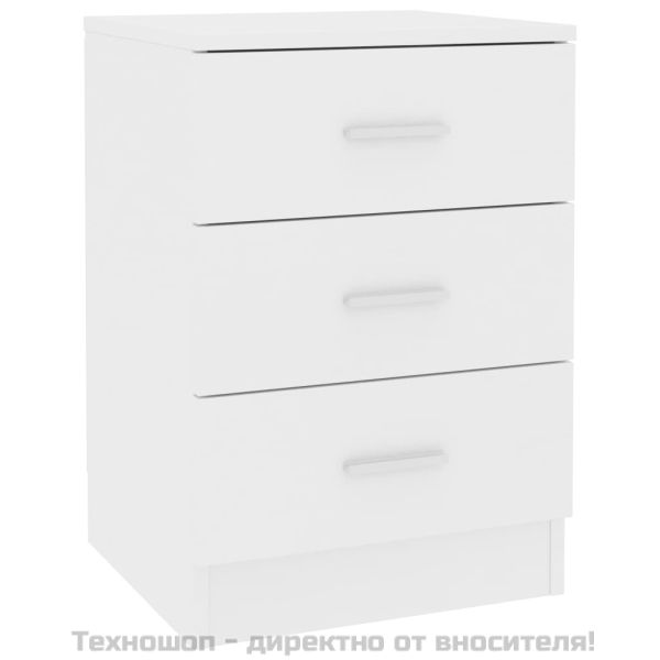 Нощни шкафчета, 2 бр, бели, 38x35x56 см, инженерно дърво