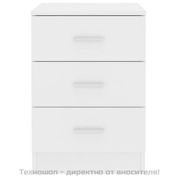 Нощни шкафчета, 2 бр, бели, 38x35x56 см, инженерно дърво