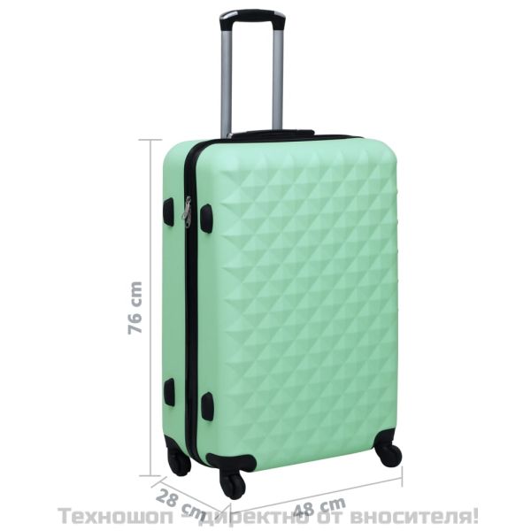 Твърд куфар с колелца, мента, ABS