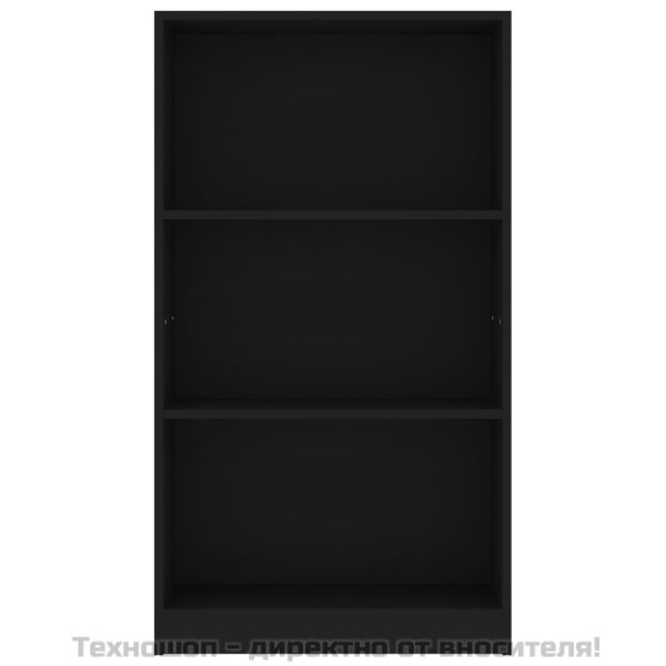 3-етажна библиотека, черна, 60x24x109 см, инженерно дърво