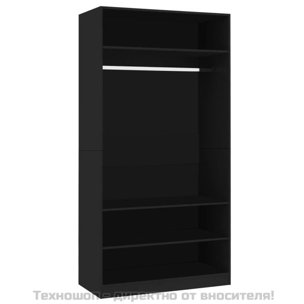 Гардероб, черен, 100x50x200 см, инженерно дърво