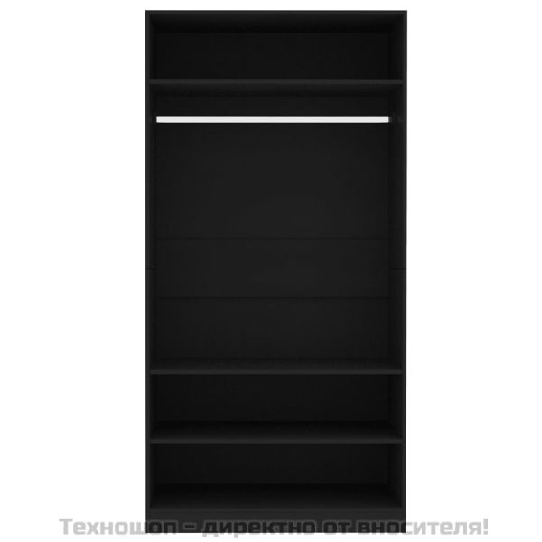 Гардероб, черен, 100x50x200 см, инженерно дърво