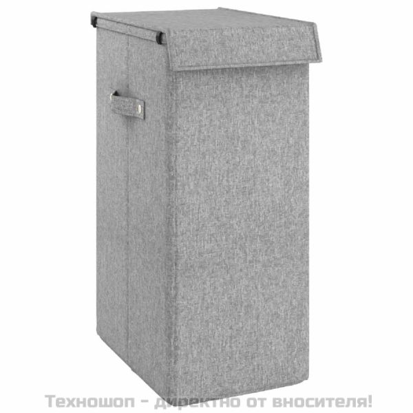 Сгъваем кош за пране сив 26x34,5x59,5 см изкуствен лен