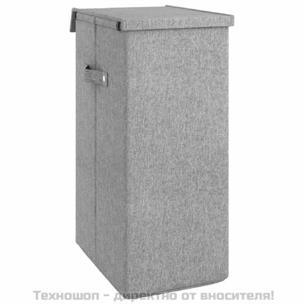 Сгъваем кош за пране сив 26x34,5x59,5 см изкуствен лен