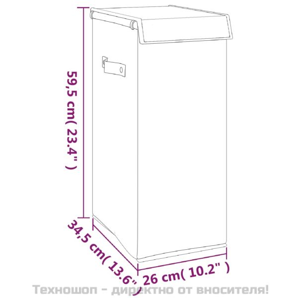 Сгъваем кош за пране сив 26x34,5x59,5 см изкуствен лен