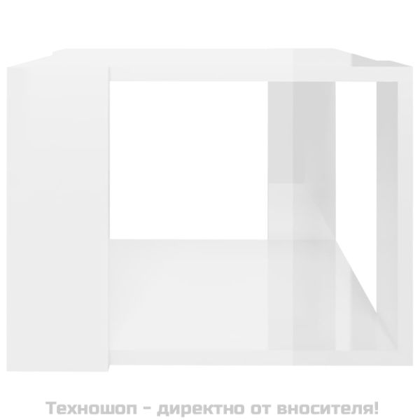 Кафе маса, бял гланц, 40x40x30 см, инженерно дърво