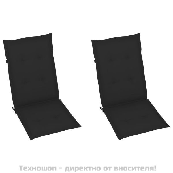 Възглавници за столове с облегалки 2 бр черни 120x50x3 см плат