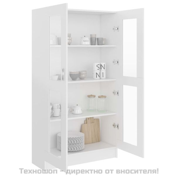 Шкаф витрина, бял, 82,5x30,5x150 см, ПДЧ