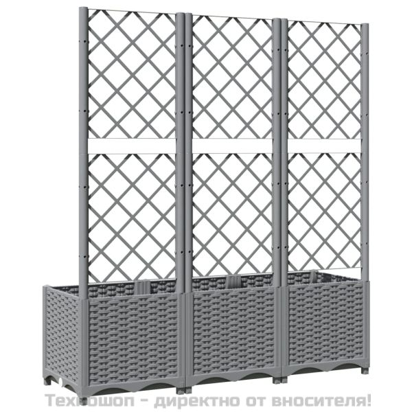 Градински сандък с пергола, светлосив, 120x40x136 см, PP