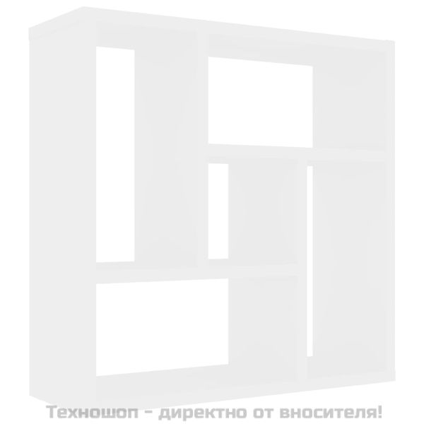 Стенен рафт, бял, 45,1x16x45,1 см, инженерно дърво