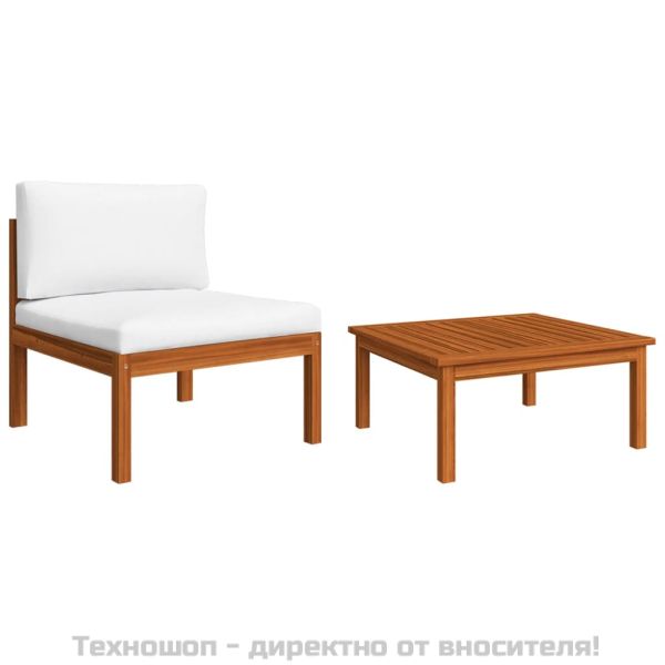 Градински комплект с възглавници, 2 части, дърво, акация и въже