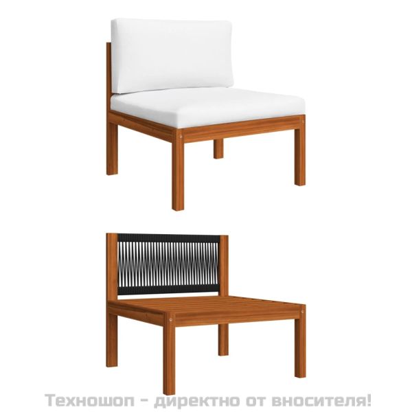 Градински комплект с възглавници, 2 части, дърво, акация и въже