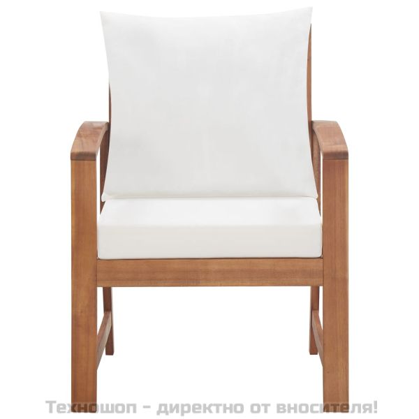 Градински комплект с възглавници, 4 части, акациево дърво масив