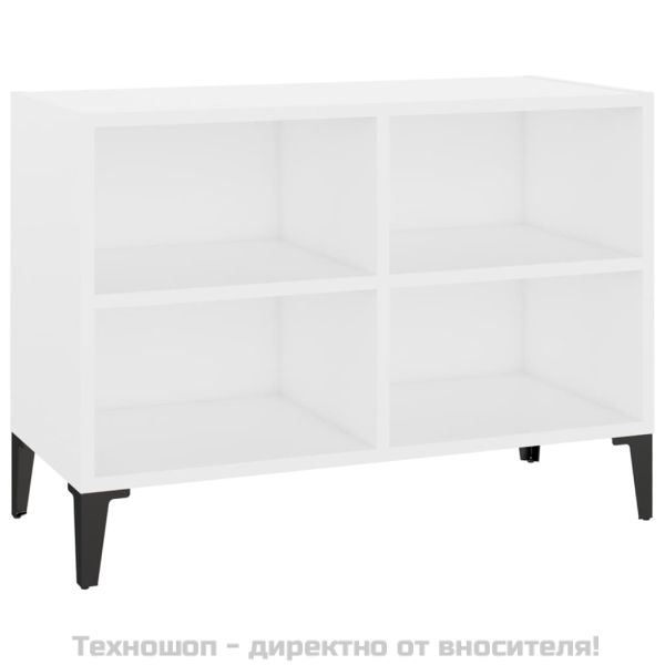 ТВ шкаф с метални крака, бял, 69,5x30x50 см