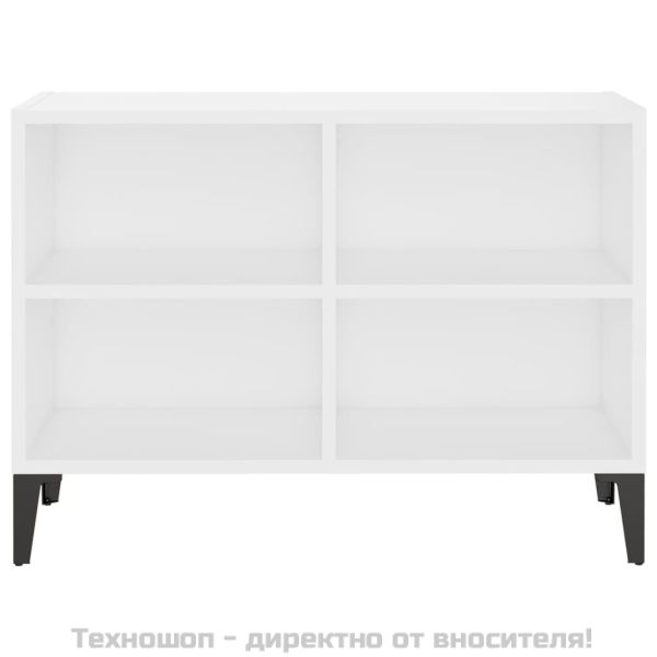 ТВ шкаф с метални крака, бял, 69,5x30x50 см