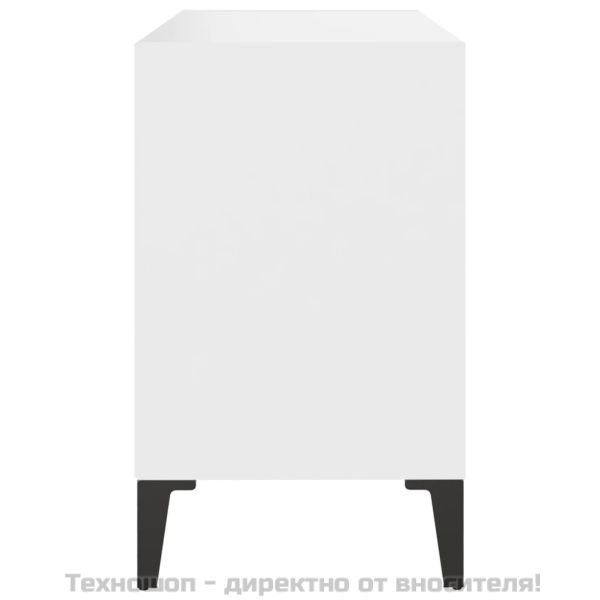 ТВ шкаф с метални крака, бял, 69,5x30x50 см