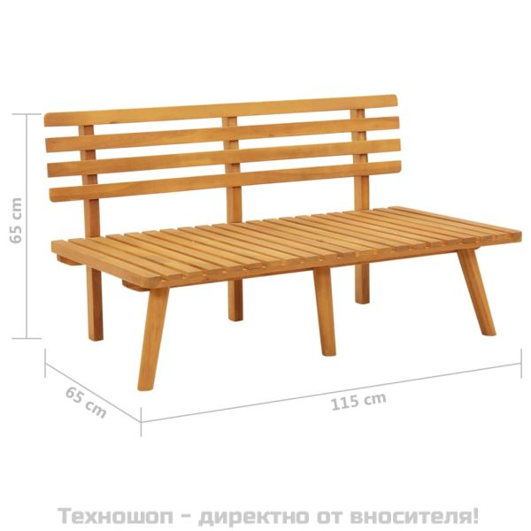 Градинска пейка с възглавници, 115 см, акациево дърво масив