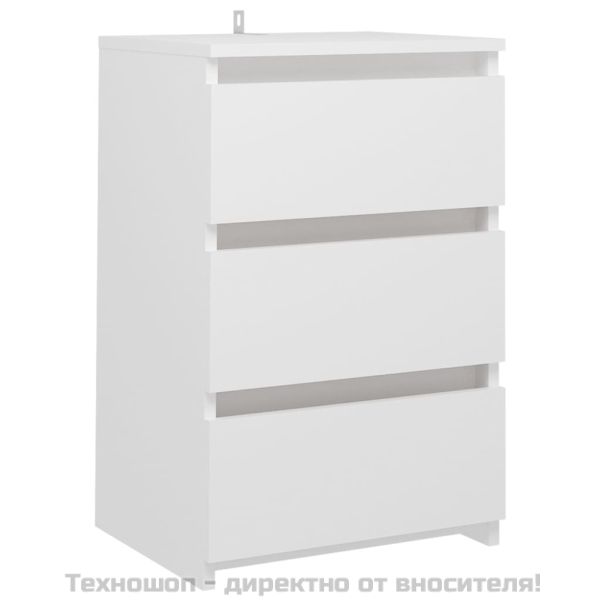 Нощни шкафчета, 2 бр, бели, 40x35x62,5 см, инженерно дърво