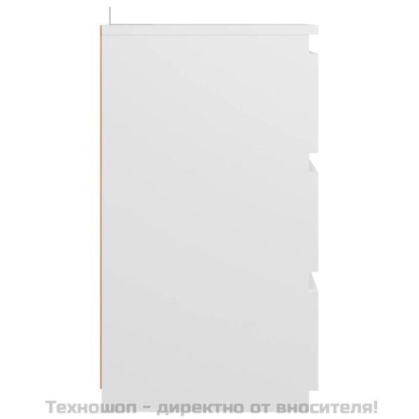 Нощни шкафчета, 2 бр, бели, 40x35x62,5 см, инженерно дърво