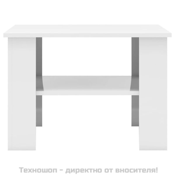 Кафе маса, бял гланц, 60x60x42 см, инженерно дърво